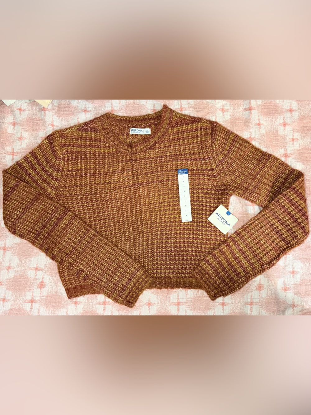 Arizona Jean Company Marled Rust and Mustard Crewneck Sweater